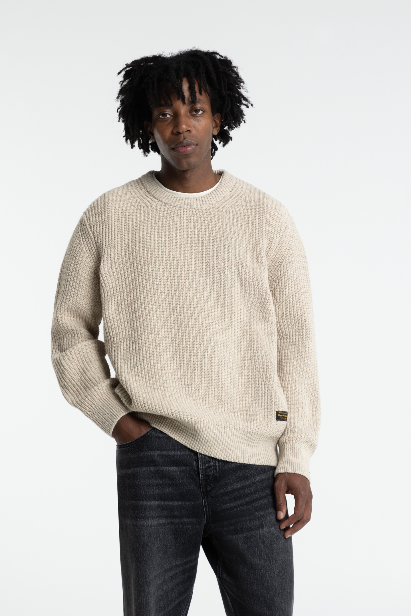 Kings Of Indigo Hector Knit L/s Fog Maat: XL | Sweaters Outlet | Heren | Ecru