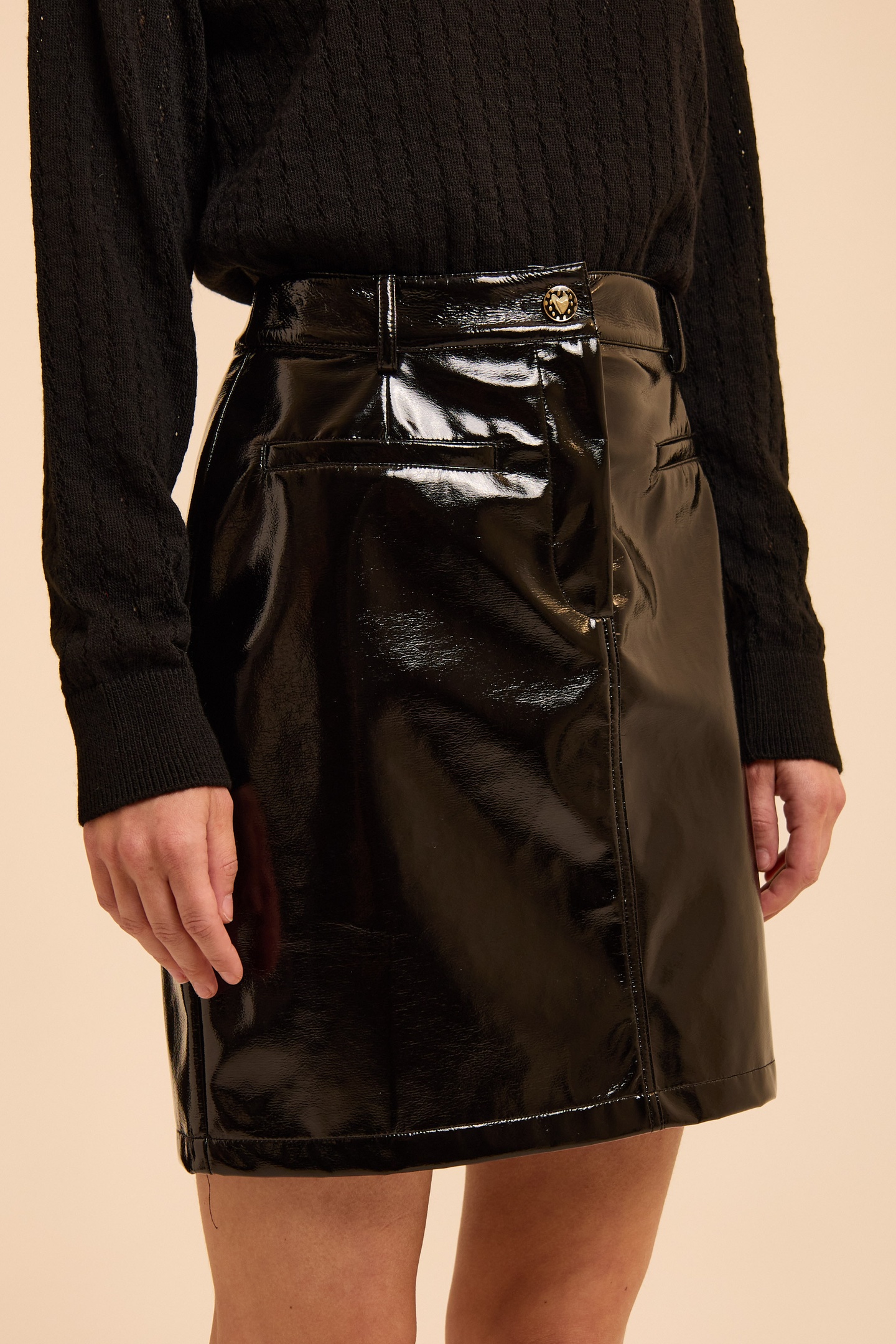 ICode Black Vinyl Short Skirt Maat: 42 | Mini Rokken Outlet | Dames | Zwart