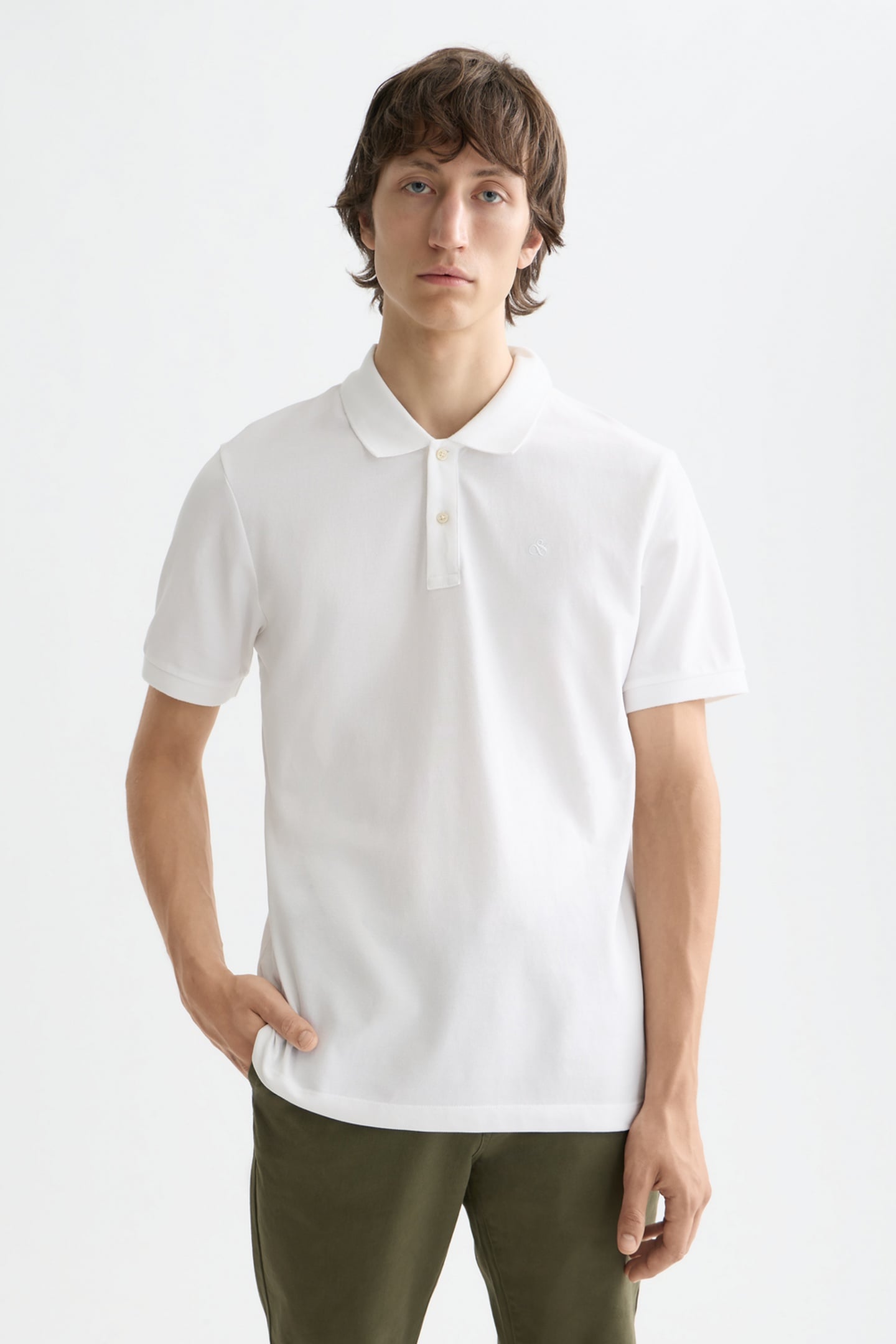 Scotch & Soda Chest Logo Regular-fit Pique Polo White Traditional Taille: L | T-Shirts Outlet | Homme | Blanche