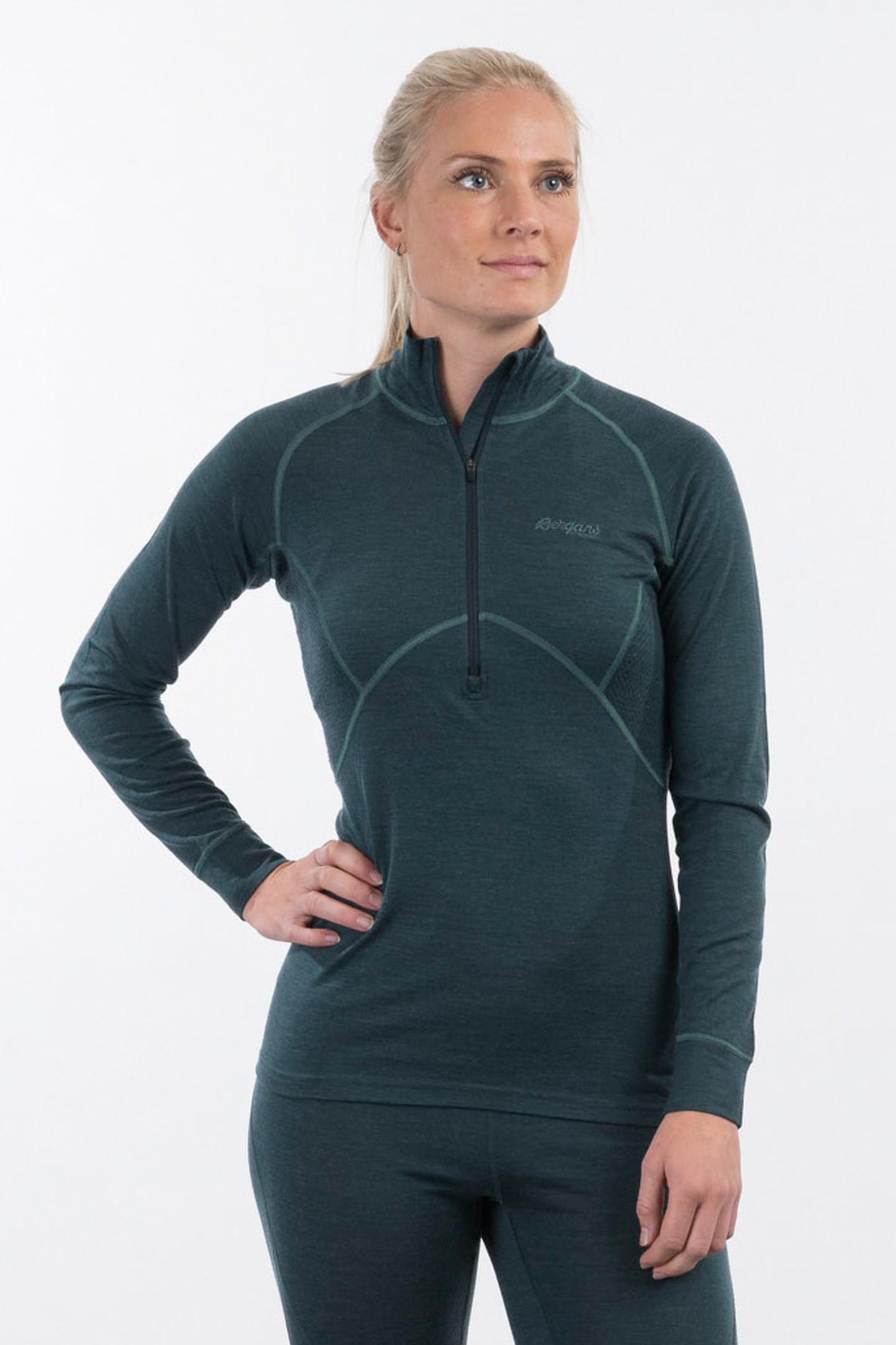 Bergans of Norway Inner:pure W Long Sleeve Dk Forestfrost/solidcharcoal Maat: S | Longsleeves Outlet | Dames | Groen