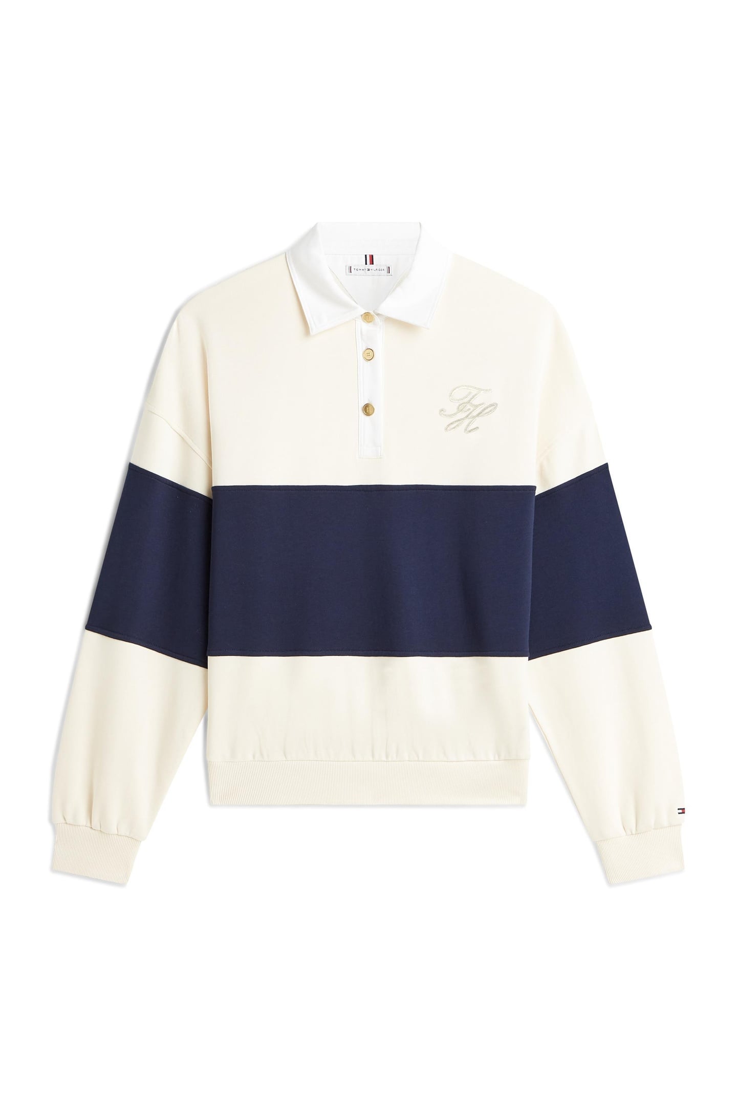 Tommy Hilfiger Gold Button Rugby Sweatshirt Calico Taglia: XXS | Maglioni a maglia Outlet | Donna