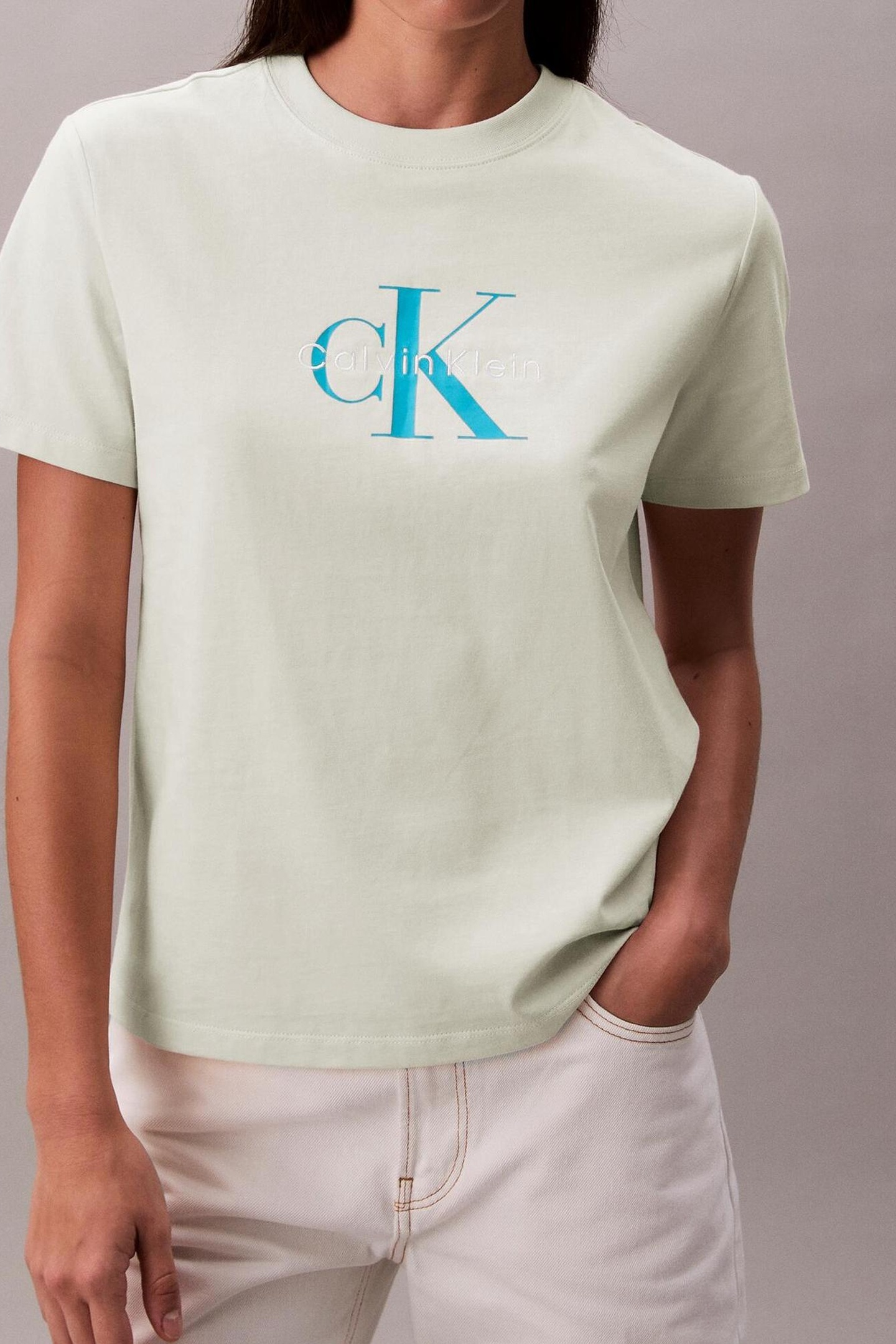 Calvin Klein Hero Ss Classic Mono Tee Aloe Wash Talla: XXS | Camisetas de Seda Outlet | Mujer