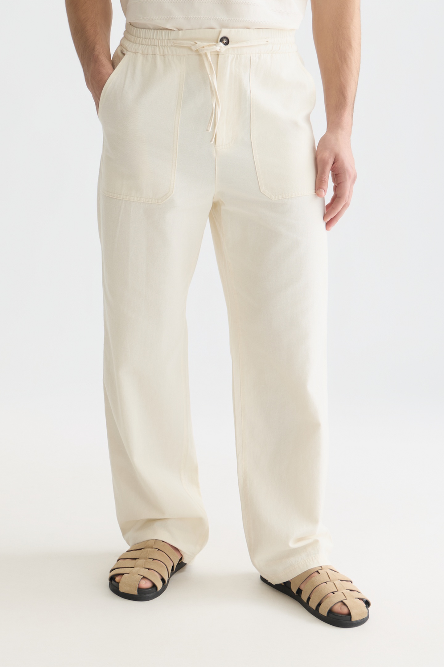 Scotch & Soda Otis Linenblend Relaxed Straightfit Jogger Light Beige Talla: XL | Pantalones Outlet | Hombre | Marrón