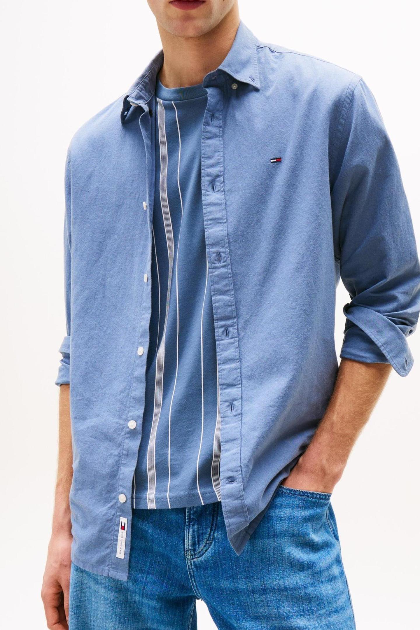 Tommy Hilfiger Tjm Reg Linen Blend Blue Moment Taille: S | Casual chemises Outlet | Homme | Blanche