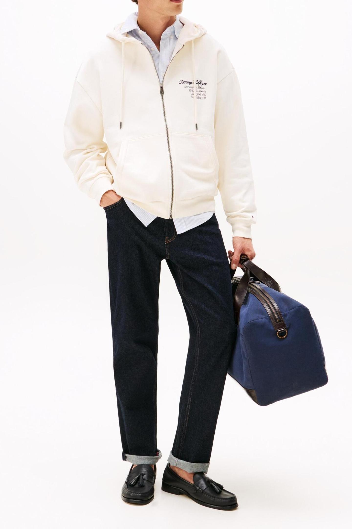 Tommy Hilfiger Prep Zip Thru Hoodie Ivory Petal Maat: L | Hoodies Outlet | Heren | Ecru