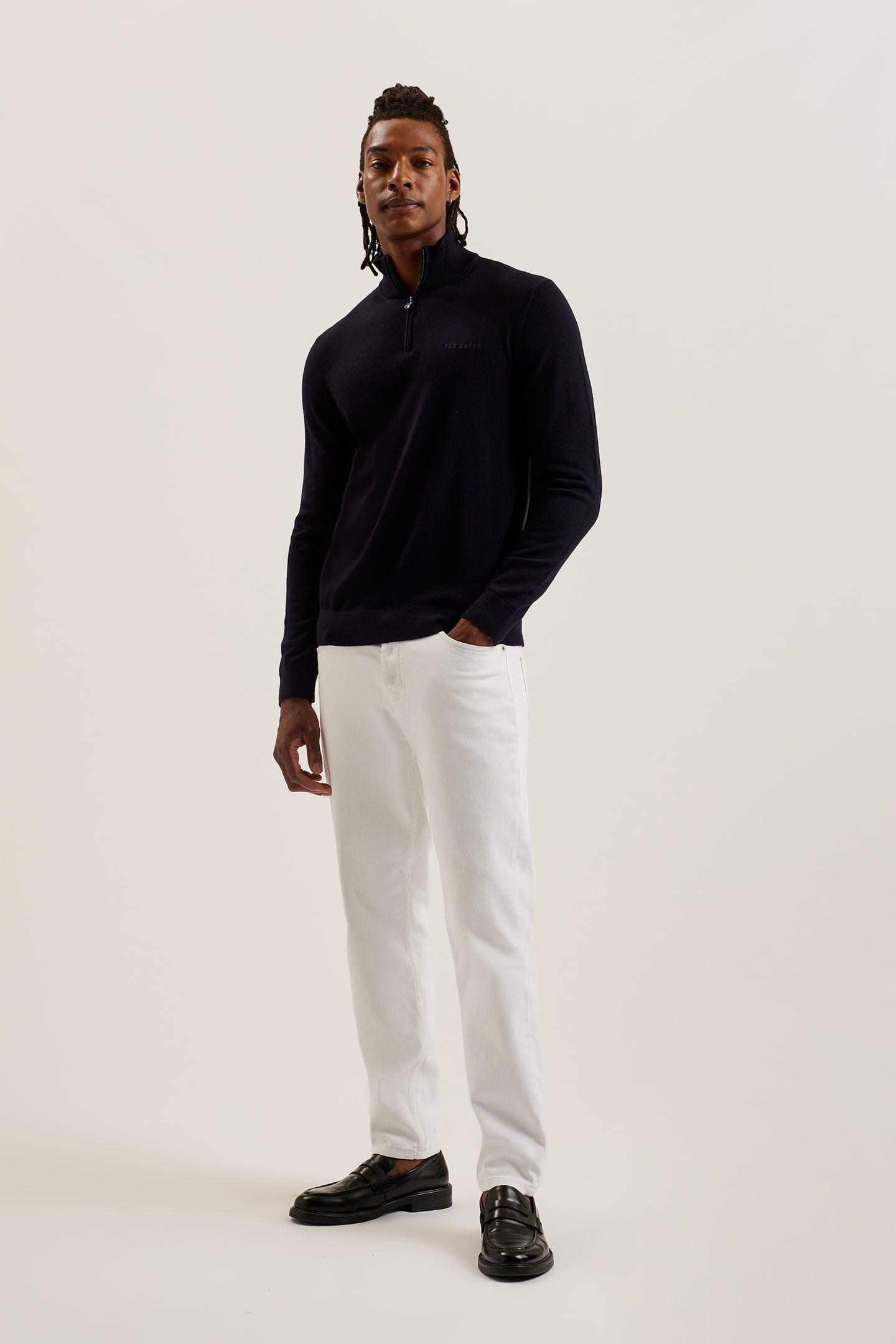 Ted Baker Fashbee Ls Branded Merino Half Zip Navy Maat: S | Coltruien Outlet | Heren | Blauw
