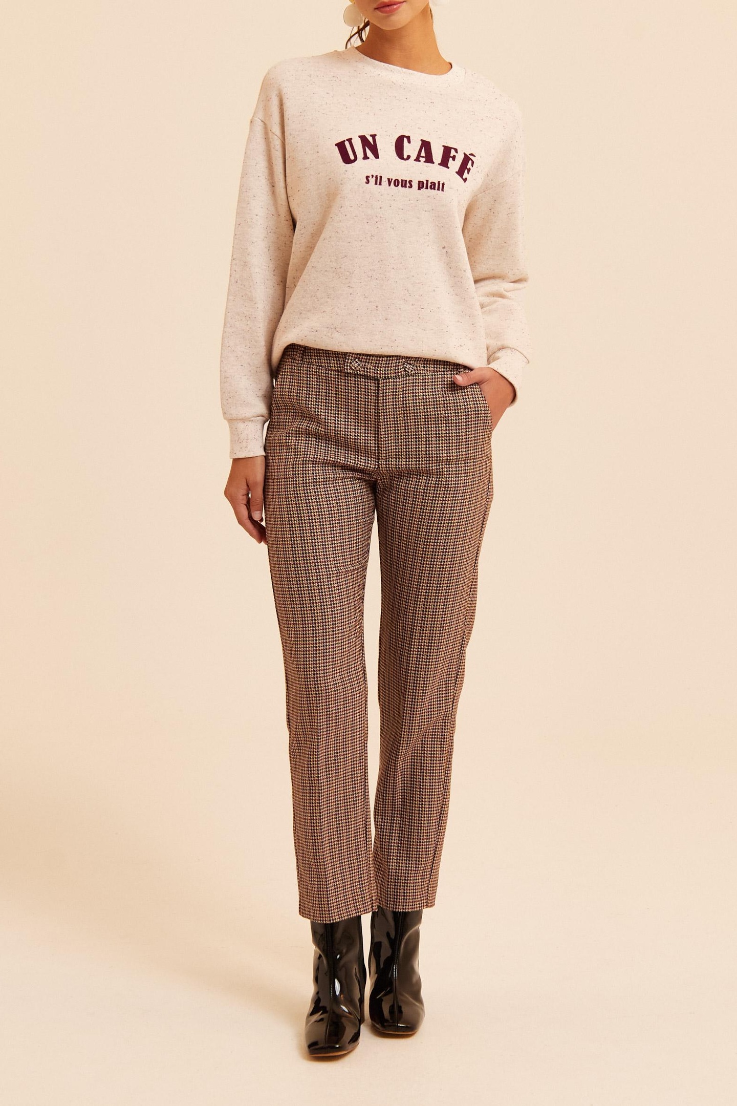 ICode Beige Houndstooth Suit Trousers Laurence Maat: 40 | Pantalons Outlet | Dames | Beige