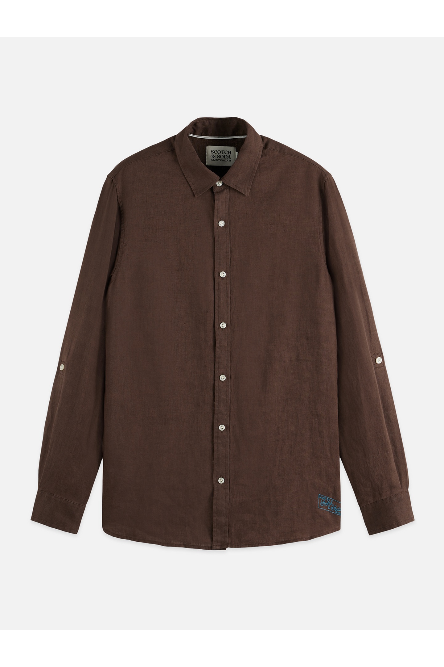 Scotch & Soda Seasonal Core Linen Regular-fit Shirt Medium Brown Taille: S | Casual chemises Outlet | Homme | Blanche