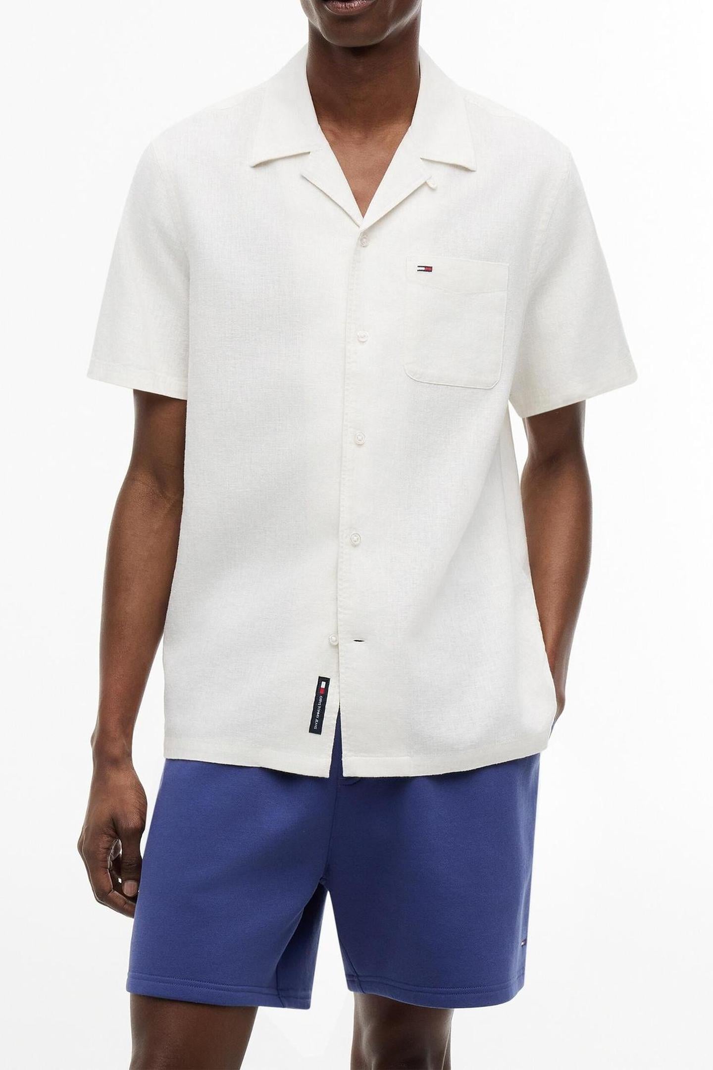 Tommy Hilfiger Tjm Reg Linen Blend Ecru Taille: XL | Casual chemises Outlet | Homme | Blanche