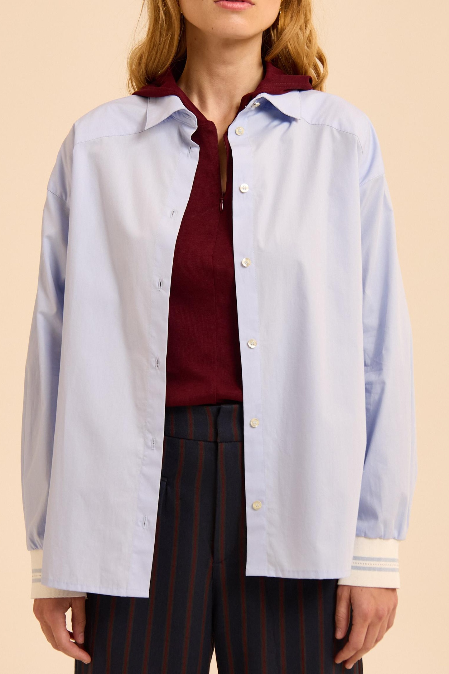 ICode Blue Long-sleeved Shirt With Ribbed Trim Maat: XL | Longsleeves Outlet | Dames | Blauw