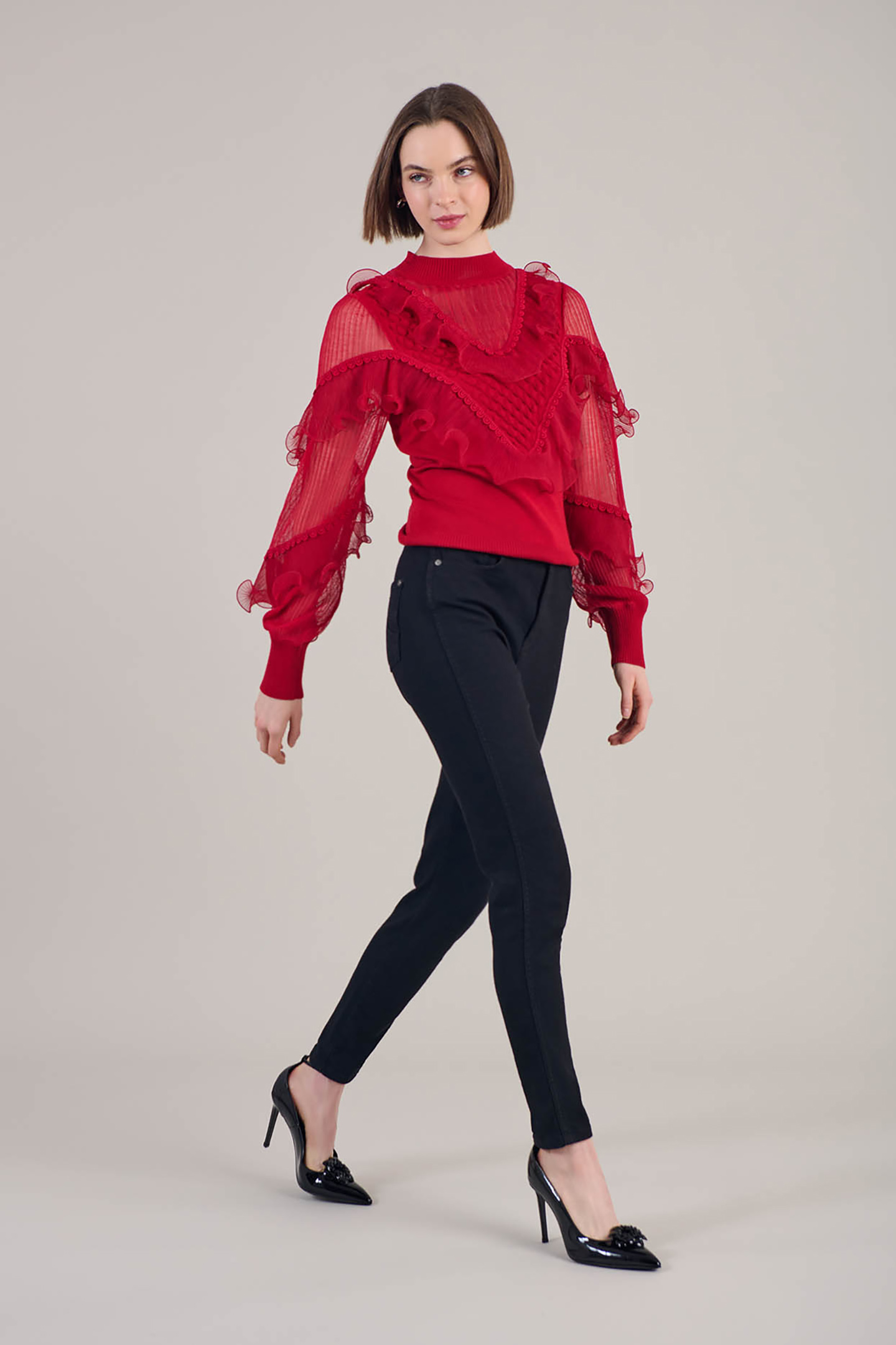 Anne Fontaine Oeuvre Poppy Red Maat: L | Sweaters Outlet | Dames | Rood
