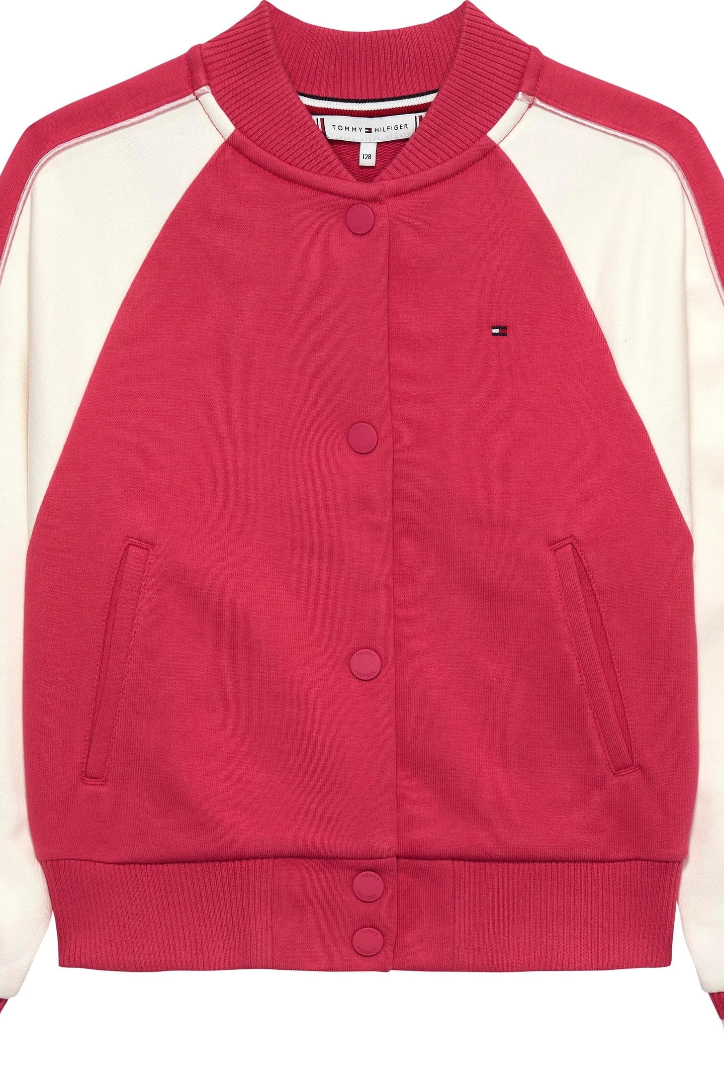 Tommy Hilfiger Girls Col Block Emb Varsity Vintage Cerise/ancient White Taille: 8Y | Vestes Outlet | kids | Blanche