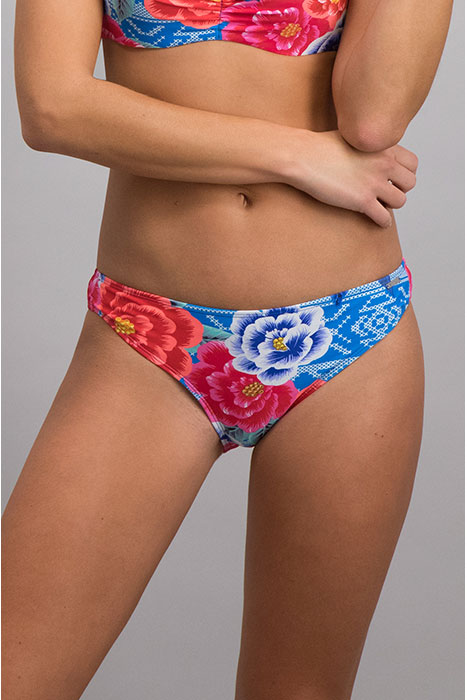 LADIES LOW WAIST BRIEF MEXICAN FLOWER ISLAND BLUE 1