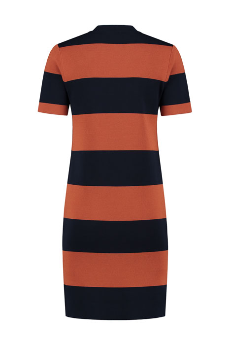 Jolien Bow Dress Navy/Rust Stripe 2