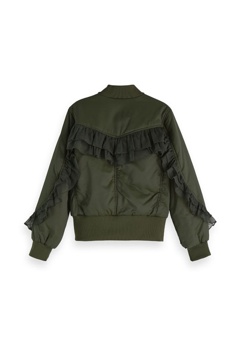 BOMBER WITH BIG RUFFLE AT BACK AND SLEEVES GREEN NATURE 2