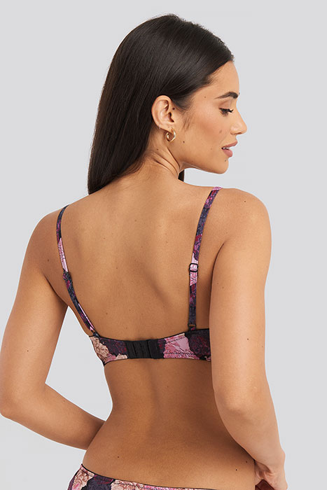 ALL OVER PINK FLOWER CUP BRA FLOWER PRINT 2