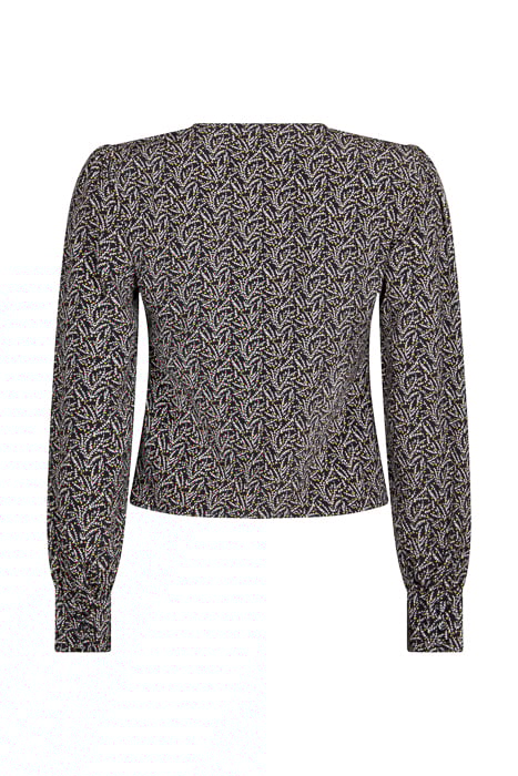 ELIN DITZY FLORAL V-NECK BUTTON BLOUSE WOMEN BLACK/WHITE 3