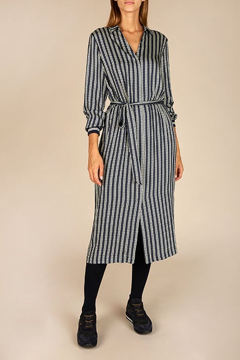 DRESS LS POLOCOLLAR + BELT BLUE 4