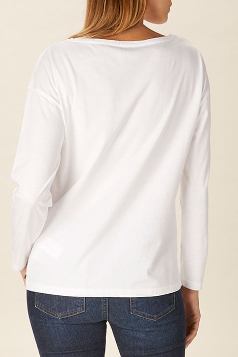 CREW NECK LOOSE TEE LS + DECO WHITE 3