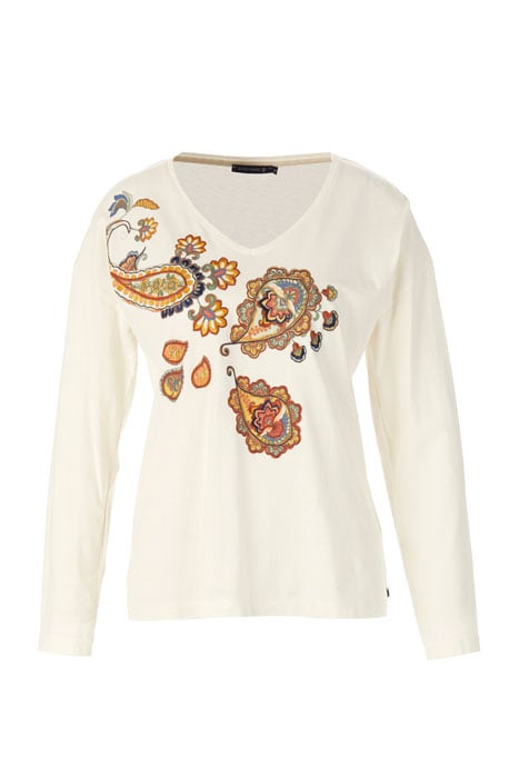 V-NECK LOOSE TEE LS + DECO WHITE 2