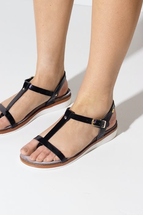 SANDAL CORK MATCH UPPER PATENT LEATHER BLACK 6