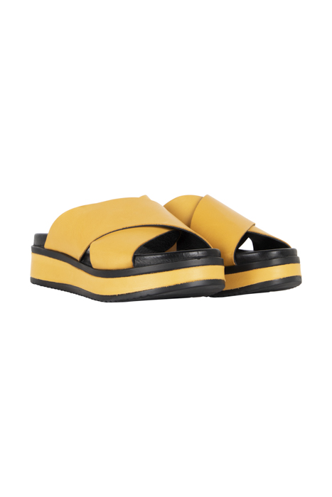 SLIPPER WITH COVERED WEDGE SOFT NAPPA LEATHER YELLOW 2