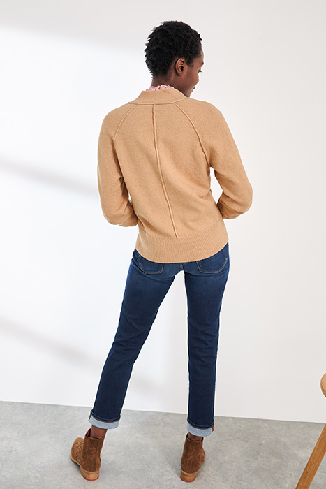 BOBBY V-NECK CARDIGAN LIGHT TAN 3