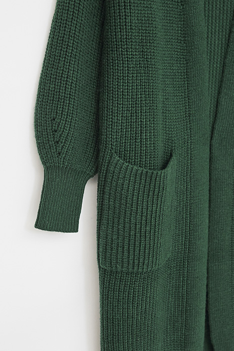 BETTY LONGLINE RIB CARDI DK GREEN 4