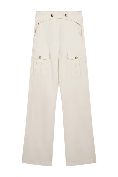 PINKO Apemaya Pantalone Tela Di Lino Swan White Maat: 40 | Cargobroeken Outlet | Dames | Beige