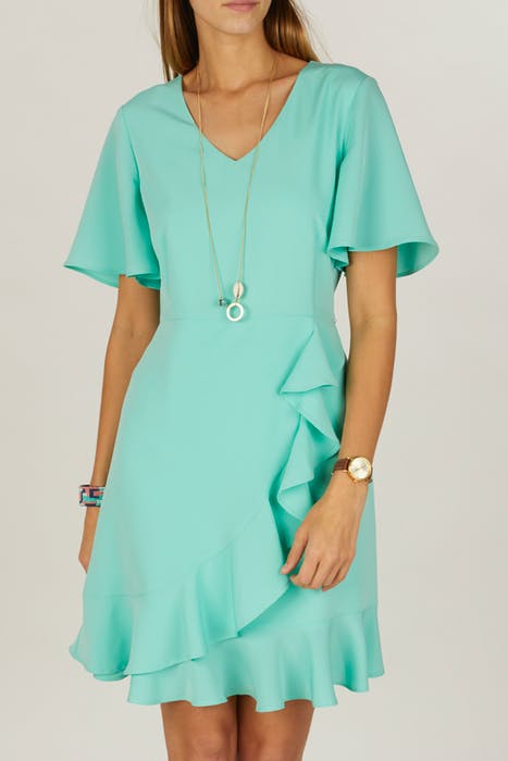 DRESS VOLANT FRONT & SLEEVE GREEN 3