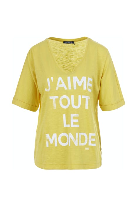 V-NECK LOOSE TEE SS + DECO YELLOW 1