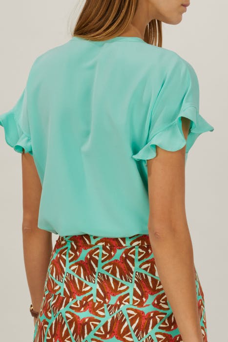 SHIRT VNECK TOP RUCHE ARMHOLE MINT 6