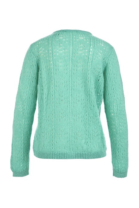 CREW NCK FANCY AJOUR CARDI LS GREEN 2