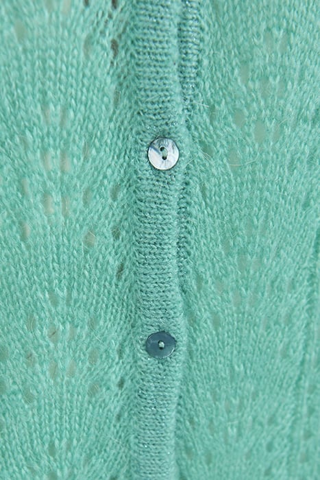 CREW NCK FANCY AJOUR CARDI LS GREEN 3