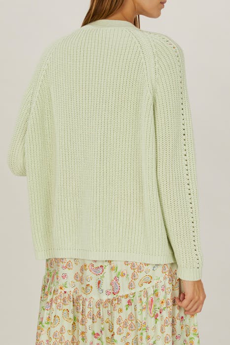 LOOSE V-NECK AJOUR CARDI LS GREEN 5
