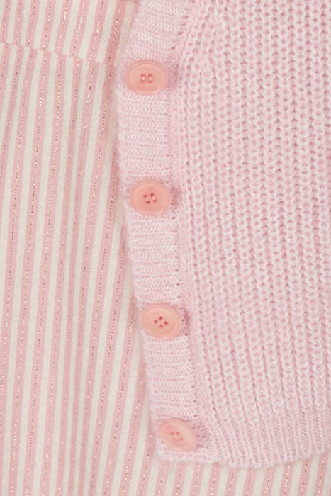 LOOSE V-NECK AJOUR CARDI LS PINK 4