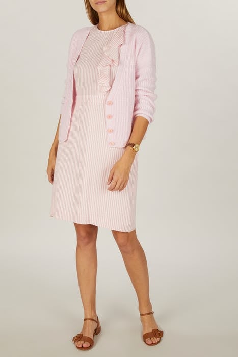LOOSE V-NECK AJOUR CARDI LS PINK 5