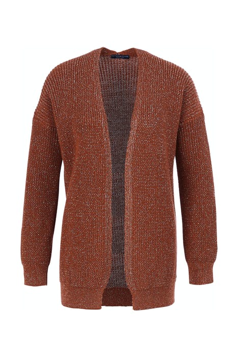 V-NECK LUREX CARDI LS BROWN 1