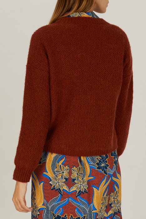 LOOSE V-NECK CARDI LS BROWN 5