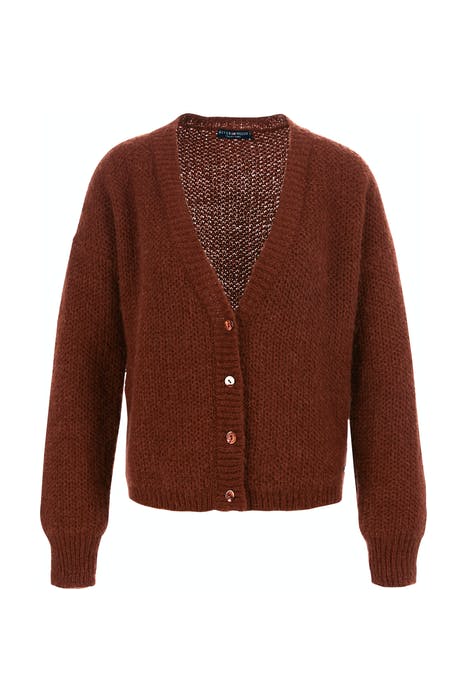 LOOSE V-NECK CARDI LS BROWN 1