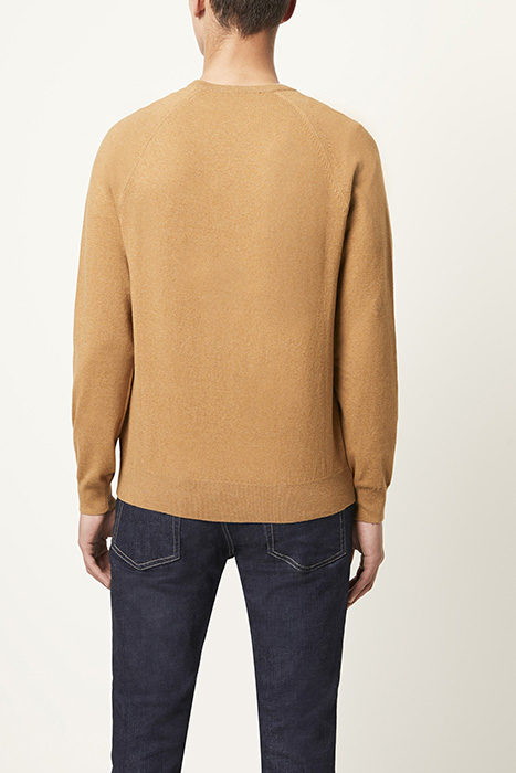 STRETCH COTTON CREW NECK JUMPER CAMEL MELANGE 2