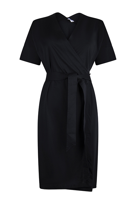 BELTED WRAP DRESS BLACK 1