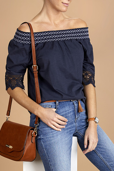 OFF SHOULDER T-SHIRT BLUE 2
