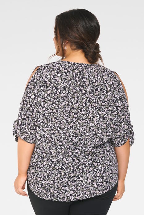 JENNY COLD SHOULDER CURVE TOP JUNIPER DITSY 2
