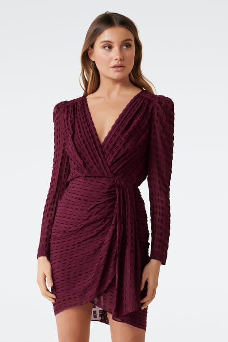 HARPER DOBBY DRAPE MINI DRESS SHIRAZ 3