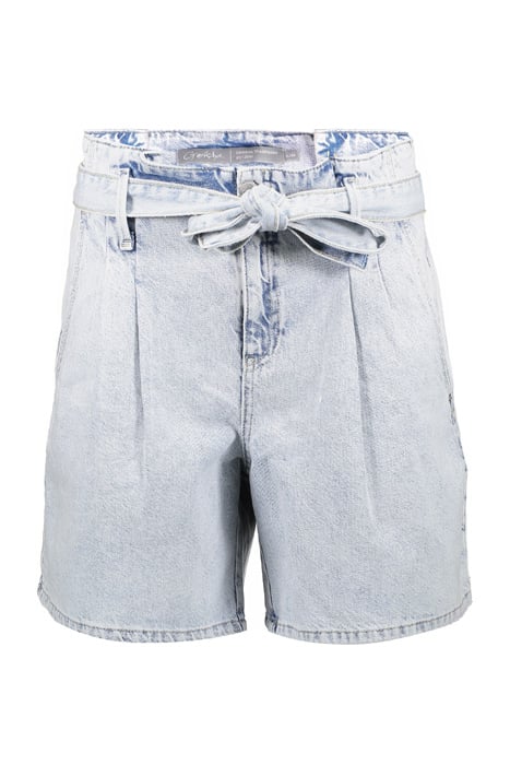 SHORT WITH STRAP AT WAISTBAND BLEACHED DENIM 1
