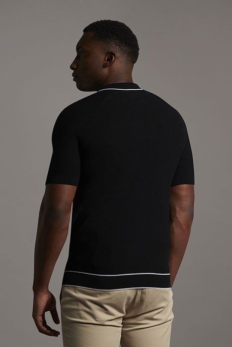 BLACK EAGLE TEXTURE KNIT POLO JET BLACK 2
