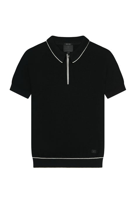 BLACK EAGLE TEXTURE KNIT POLO JET BLACK 5