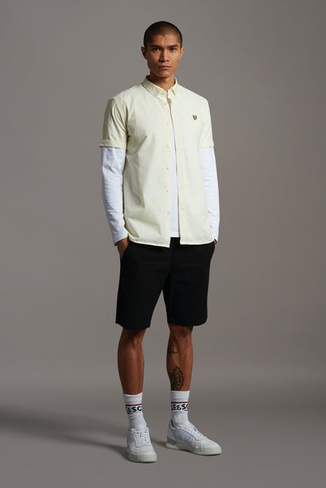 SS GINGHAM SHIRT WHITE/LEMON 2