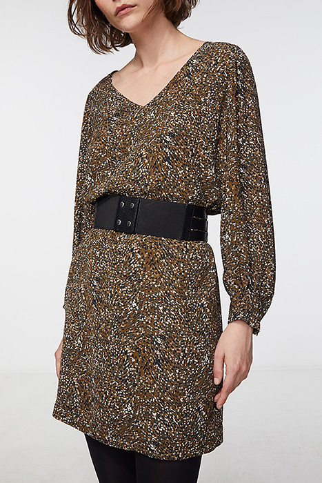 BLACK MIXED-FABRIC WIDE LEATHER BELT BLACK 6